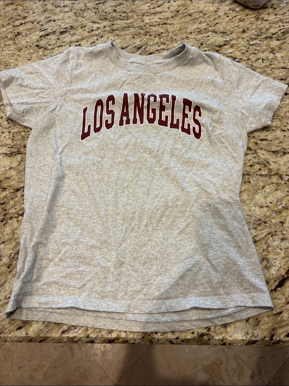 Brandy Melville / John Galt Gray Tee with Maroon Block Letters